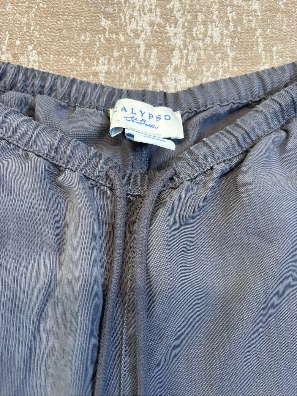 Calypso St. Barth Charcoal Gray Wide Leg Drawstring Lounge Pants Linen Blend XS - Picture 5 of 8
